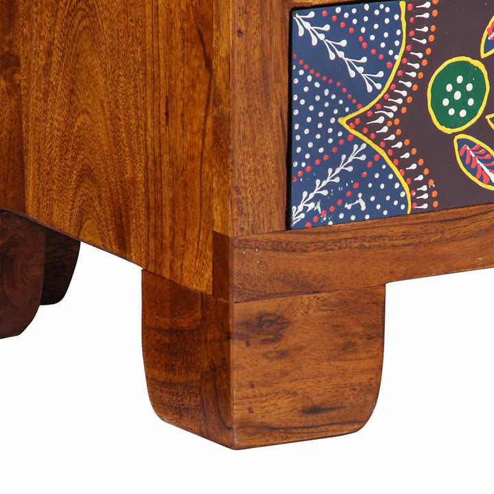 tv-bord 110x30x40 massivt akacietræ flerfarvet