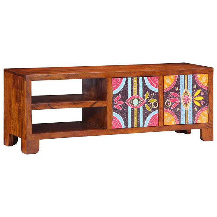 tv-bord 110x30x40 massivt akacietræ flerfarvet