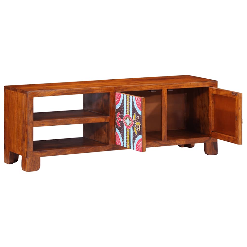 tv-bord 110x30x40 massivt akacietræ flerfarvet