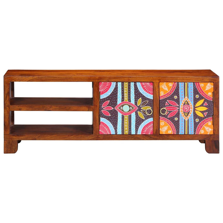 tv-bord 110x30x40 massivt akacietræ flerfarvet