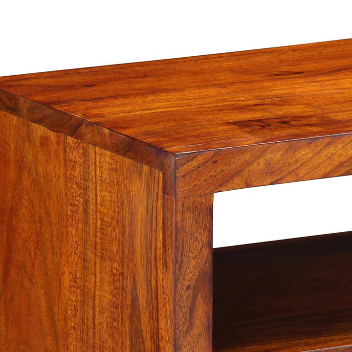 tv-bord 110x30x40 massivt akacietræ flerfarvet