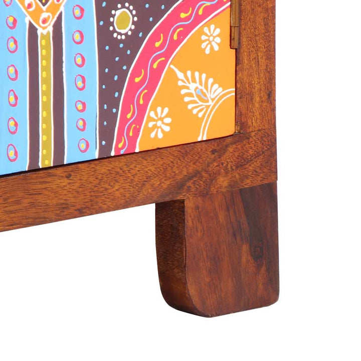 tv-bord 110x30x40 massivt akacietræ flerfarvet