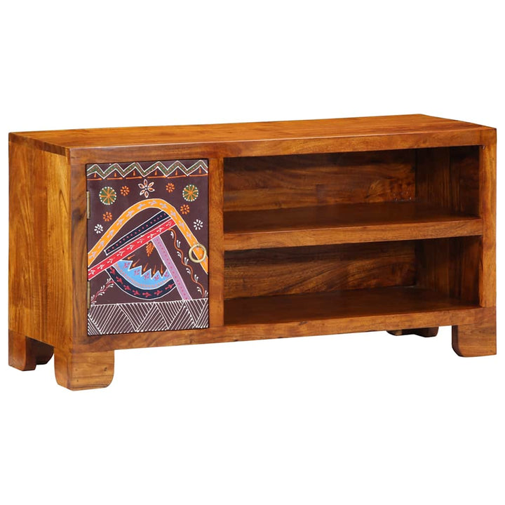 tv-bord 90x30x45 massivt akacietræ flerfarvet