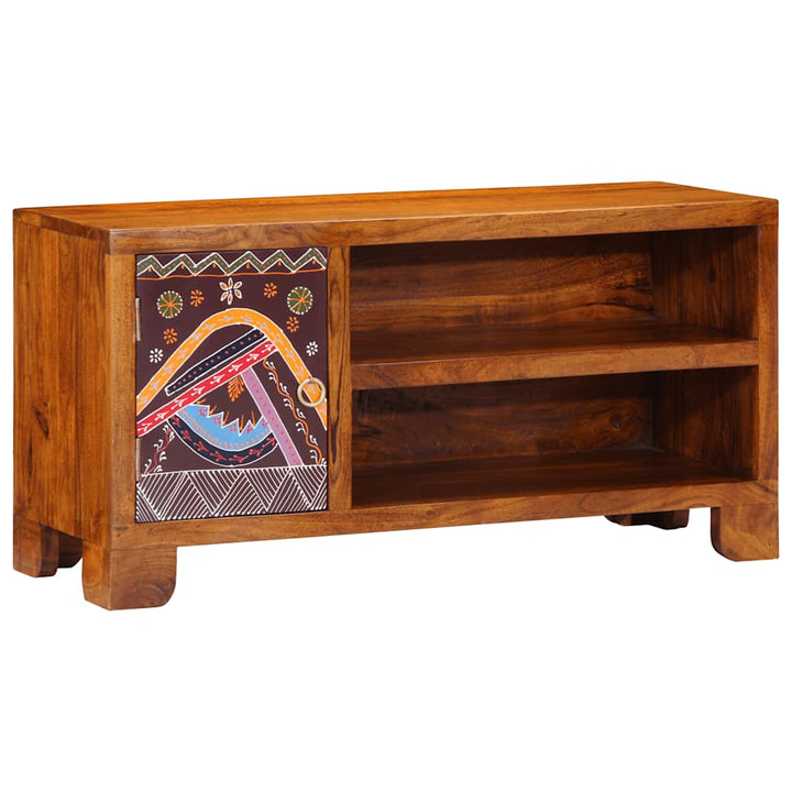tv-bord 90x30x45 massivt akacietræ flerfarvet