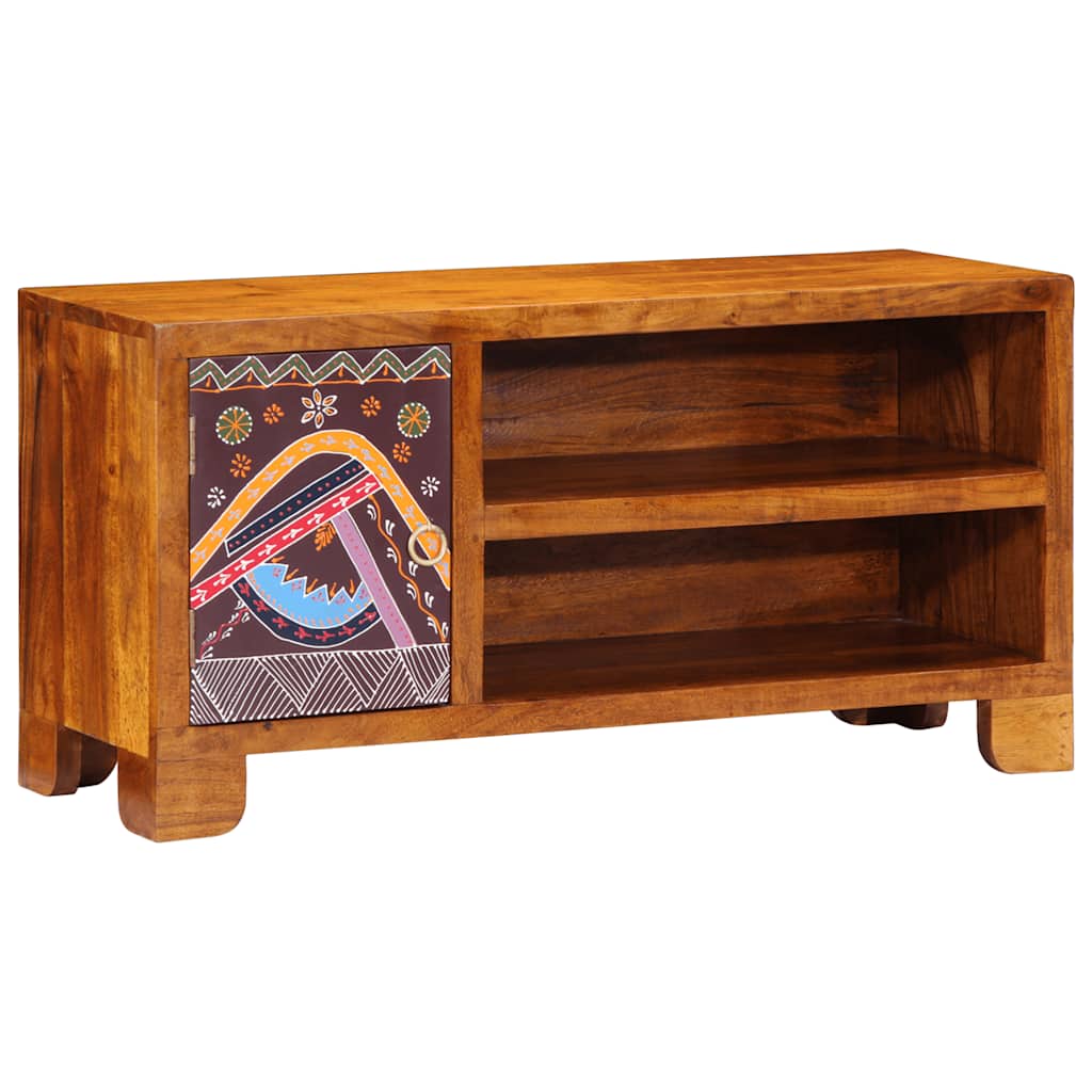 tv-bord 90x30x45 massivt akacietræ flerfarvet