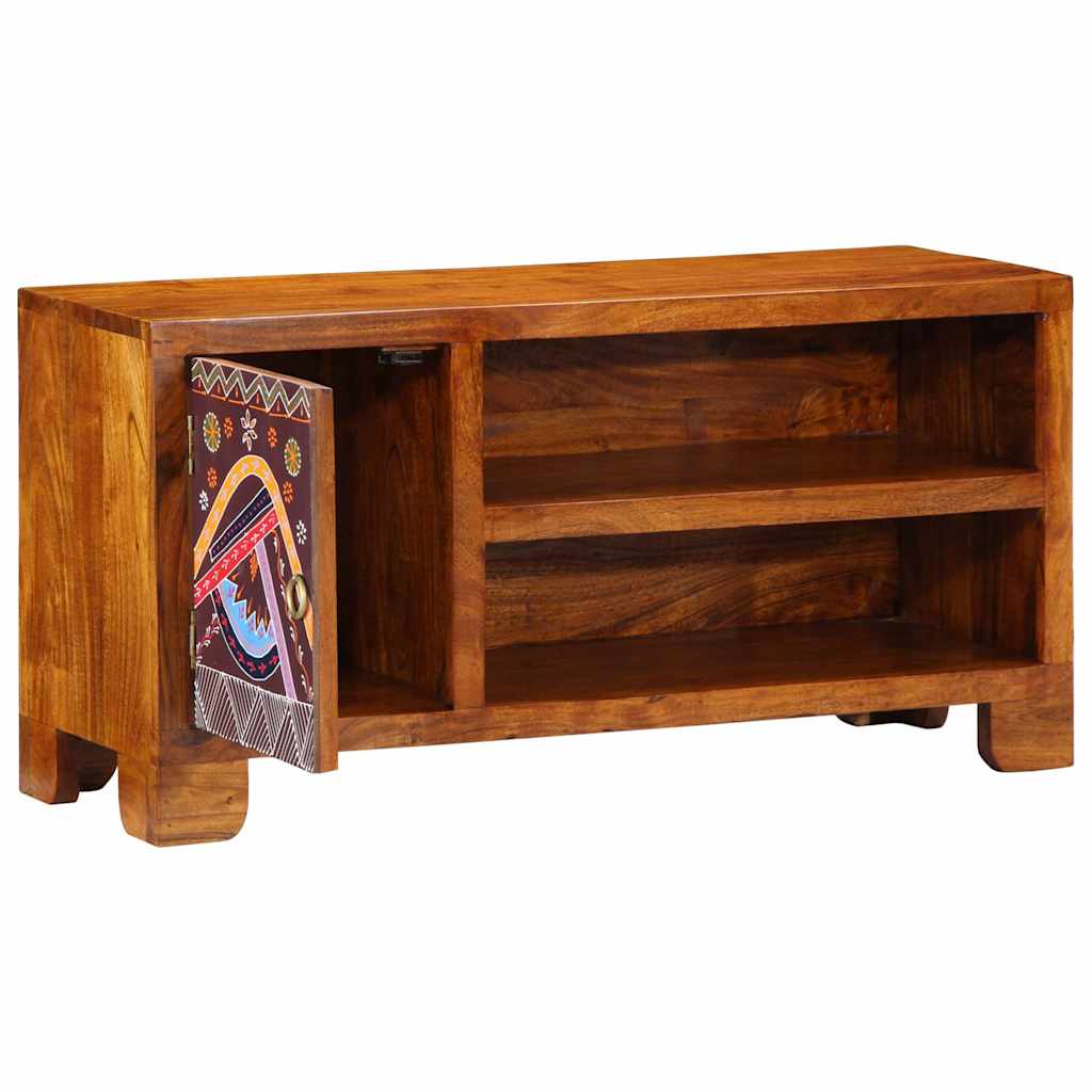 tv-bord 90x30x45 massivt akacietræ flerfarvet