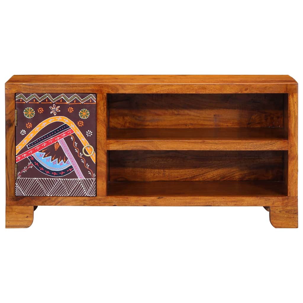 tv-bord 90x30x45 massivt akacietræ flerfarvet