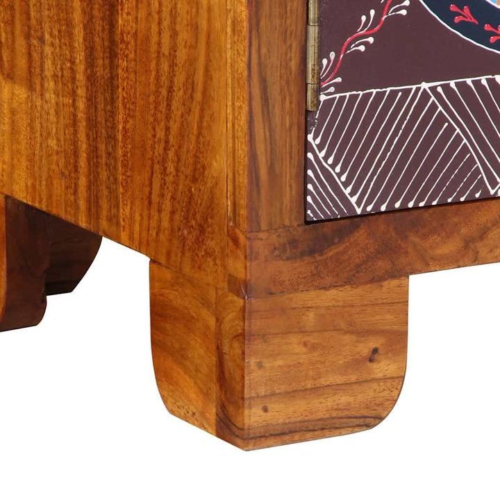 tv-bord 90x30x45 massivt akacietræ flerfarvet
