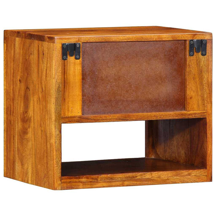 Natskab med skuffe 2 pcs Brun 40 x 35 x 35 cm Massivt akacietræ