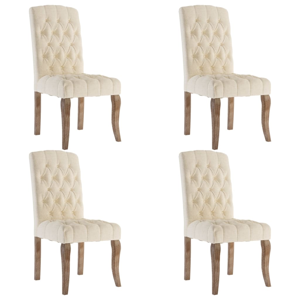 spisebordsstole 4 stk. hør-look stof beige