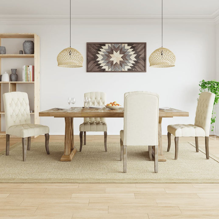 spisebordsstole 4 stk. hør-look stof beige