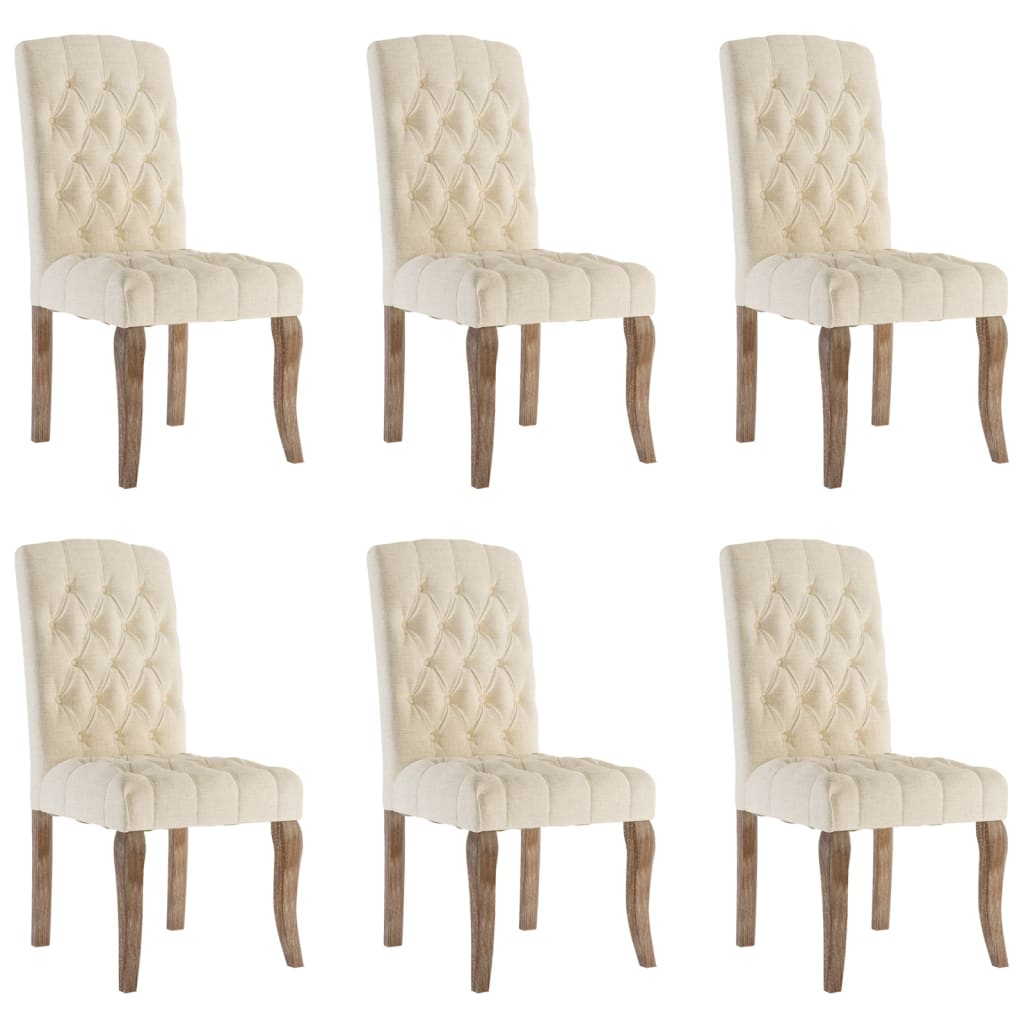 spisebordsstole 6 stk. hør-look stof beige