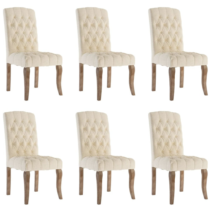 spisebordsstole 6 stk. hør-look stof beige