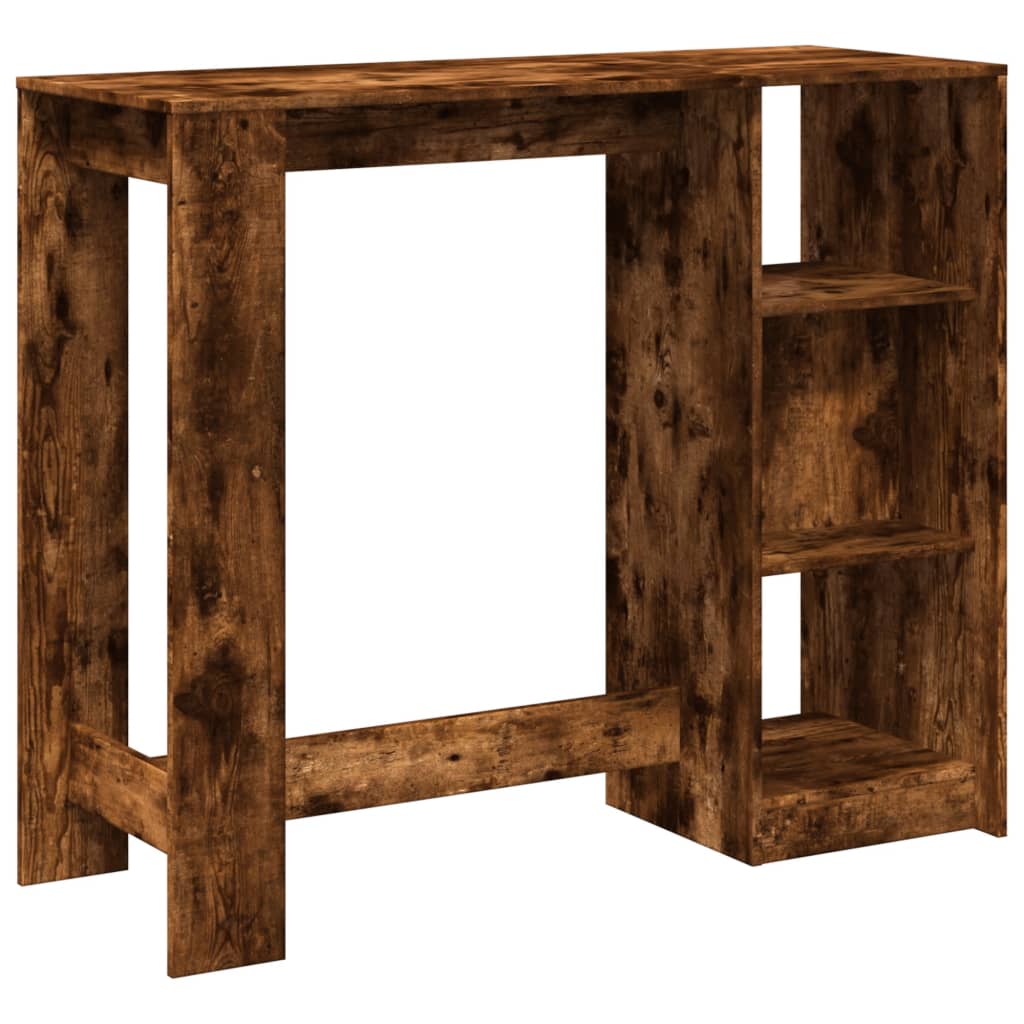 barbord m. hylde 124x46x103,5 cm konstrueret træ røget eg