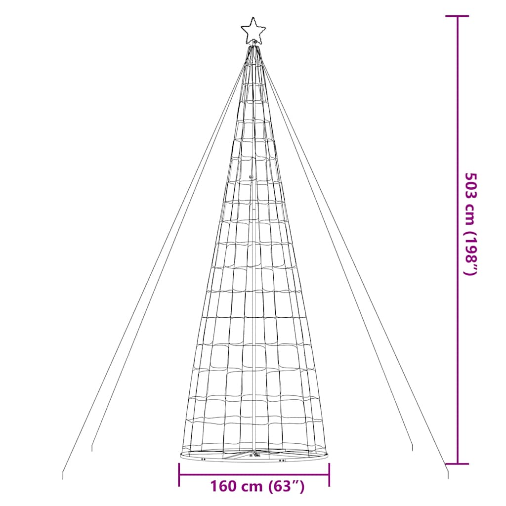 LED-juletræ 1534 LED'er 503 cm flerfarvet lys