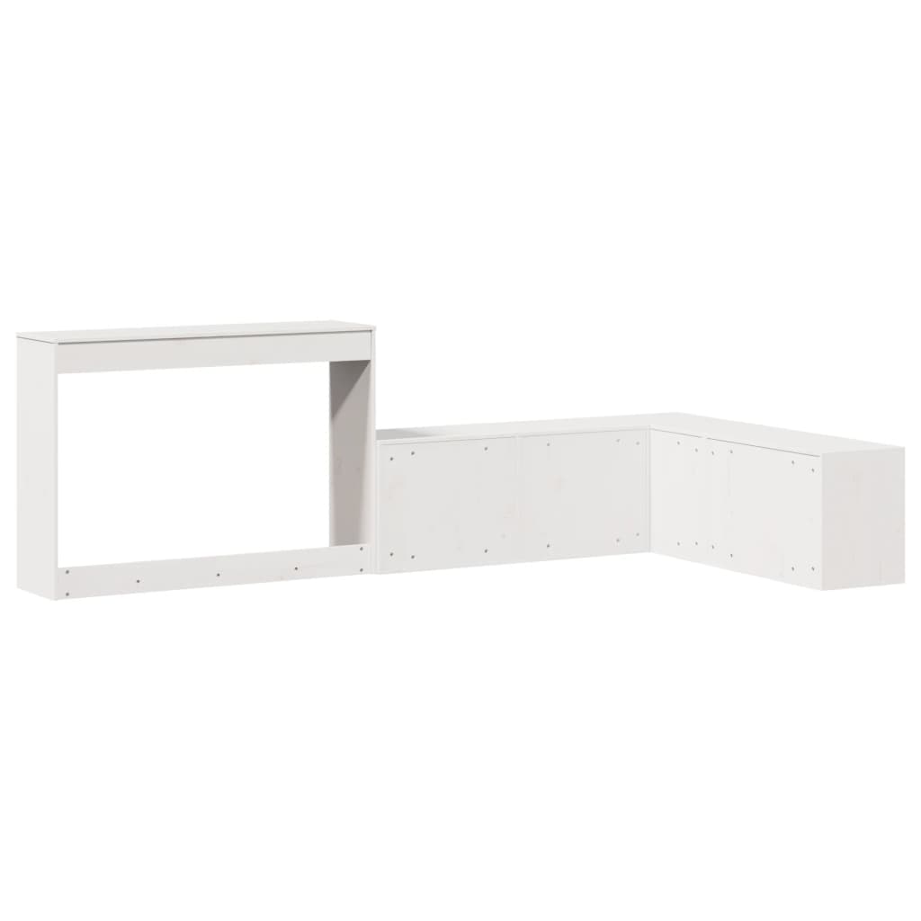 sengebord med skrivebord hvid 232x122x75 cm massivt træ fyrretræ