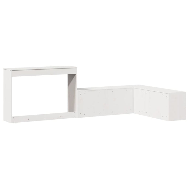 sengebord med skrivebord hvid 232x122x75 cm massivt træ fyrretræ