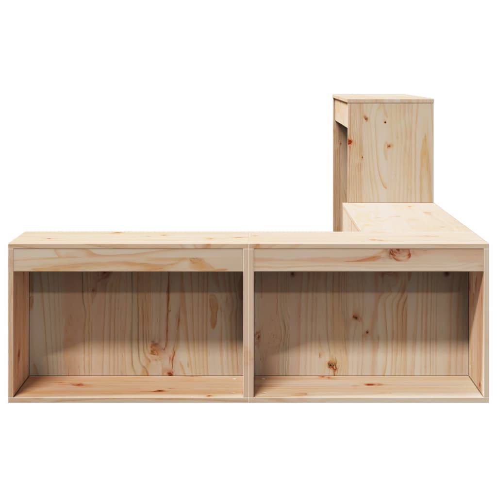sengebord med skrivebord 222x107x75 cm massivt fyrretræ