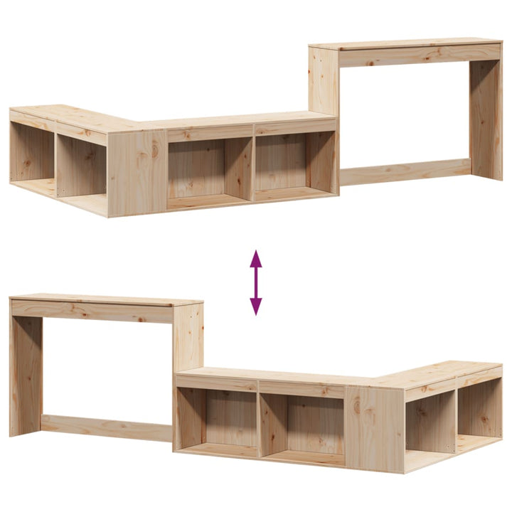 sengebord med skrivebord 222x107x75 cm massivt fyrretræ