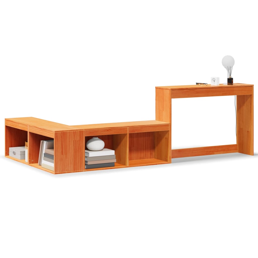 sengebord med skrivebord 222x107x75 cm massivt fyrretræ