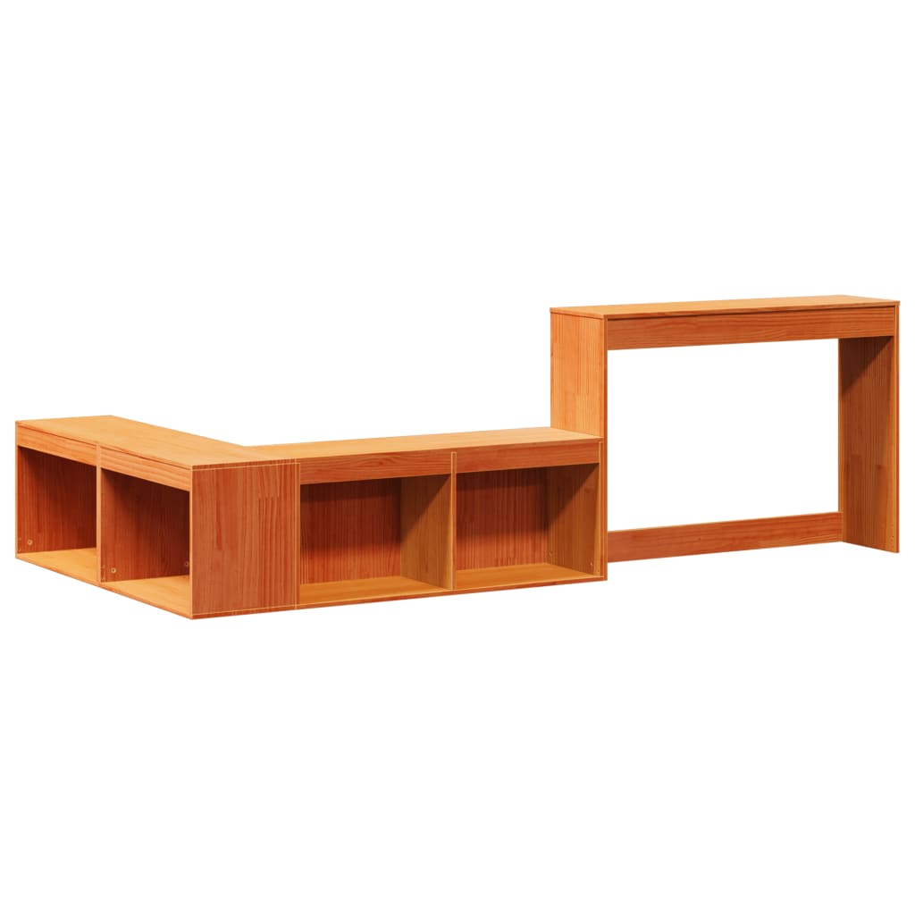 sengebord med skrivebord 222x107x75 cm massivt fyrretræ