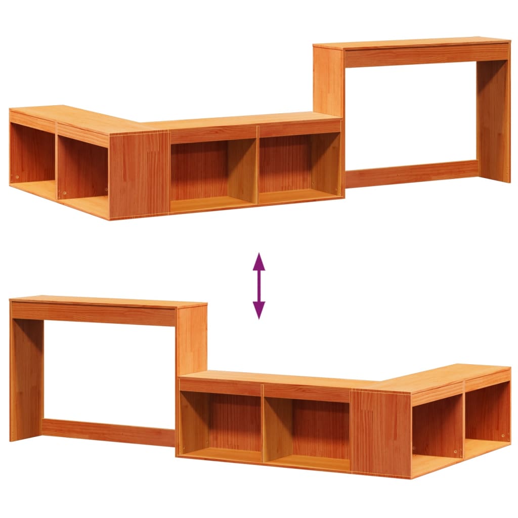 sengebord med skrivebord 222x107x75 cm massivt fyrretræ