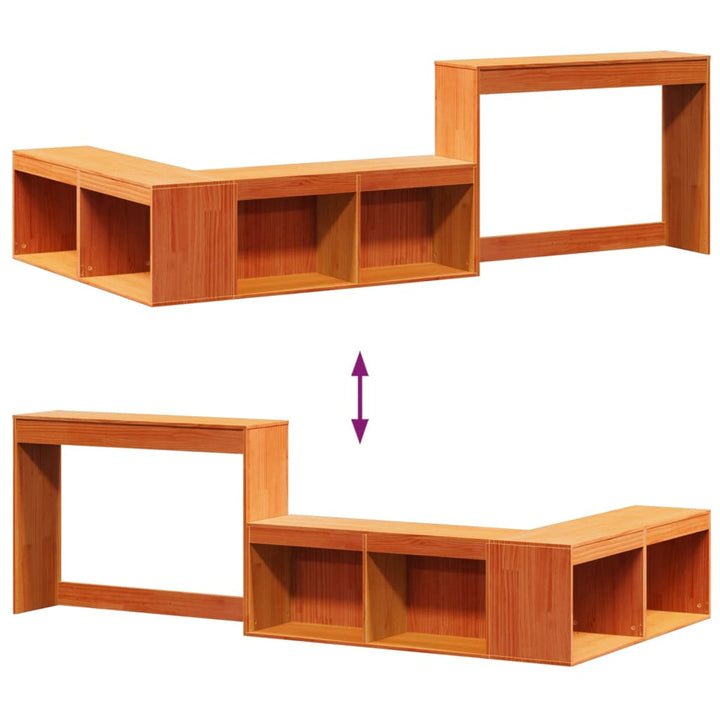 sengebord med skrivebord 222x107x75 cm massivt fyrretræ