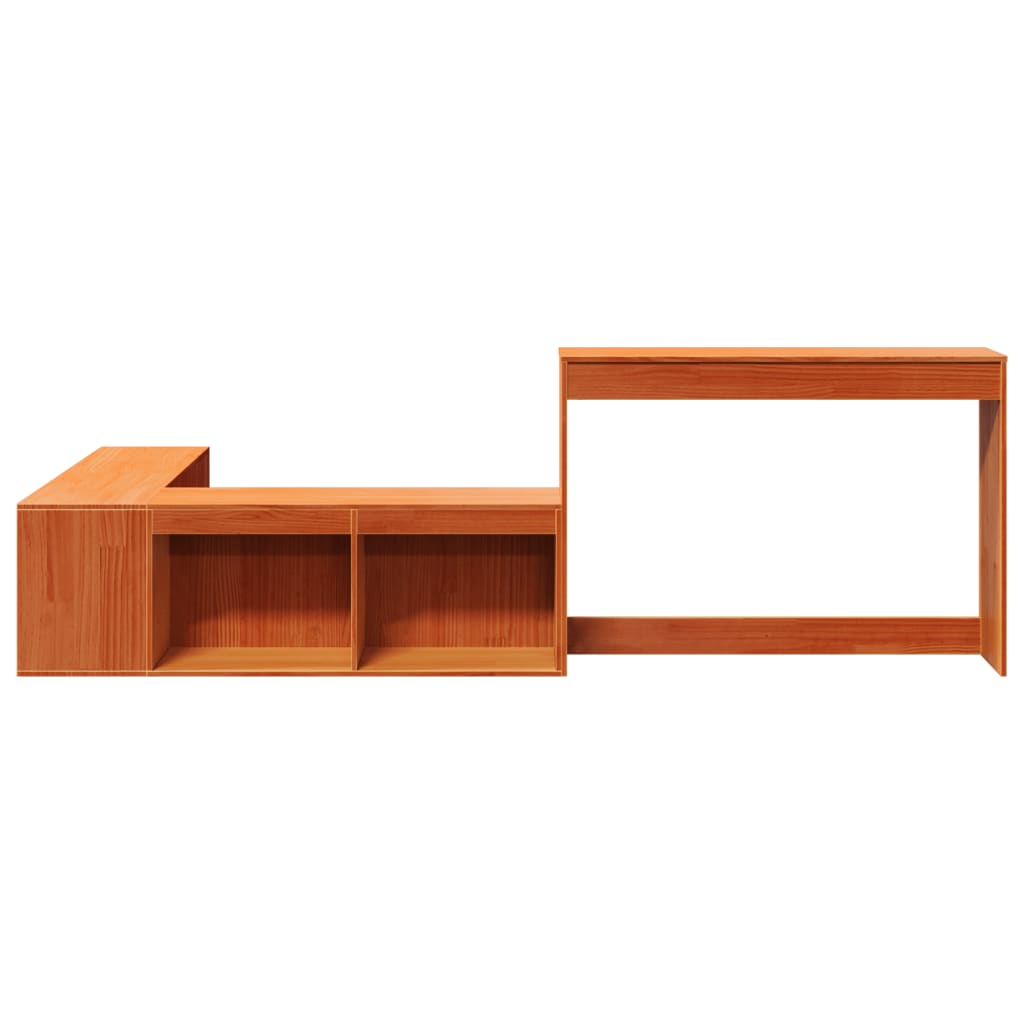 sengebord med skrivebord 232x112x75 cm massivt fyrretræ