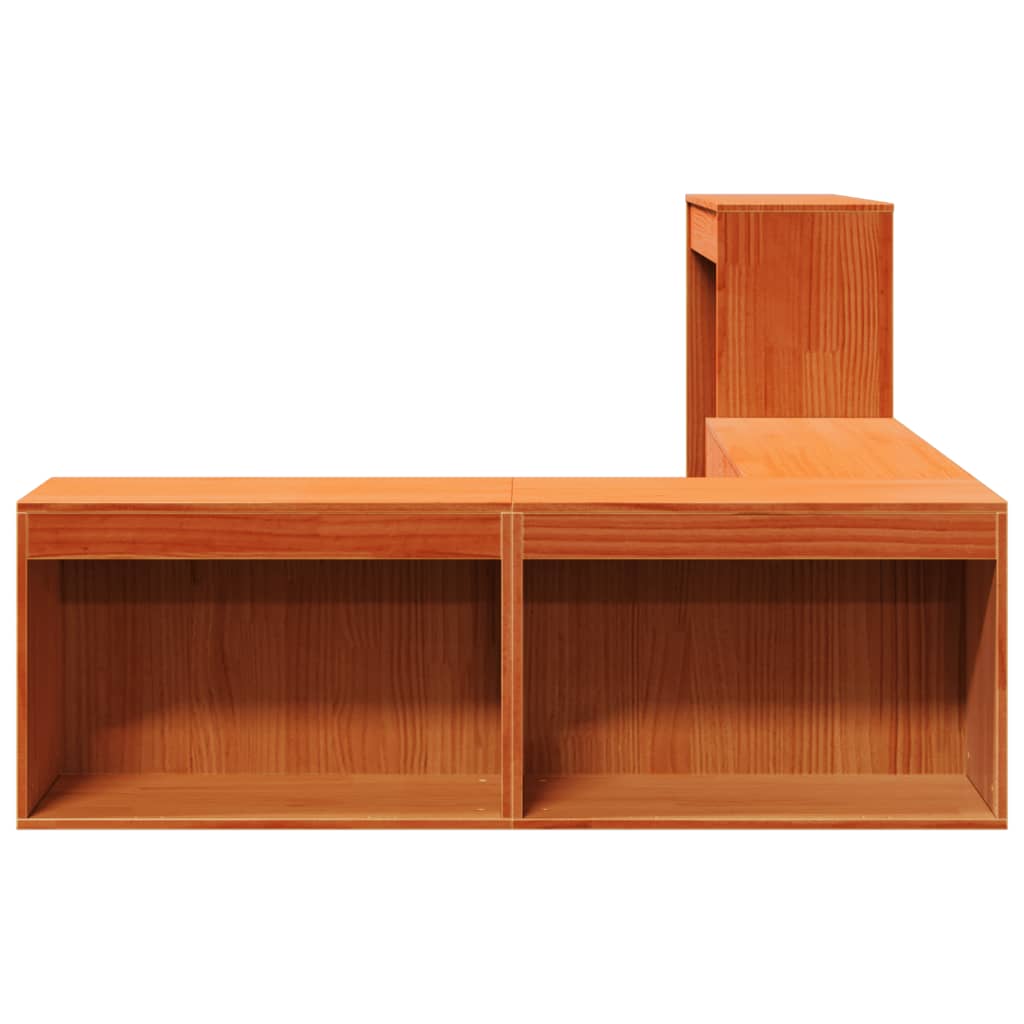 sengebord med skrivebord 232x112x75 cm massivt fyrretræ