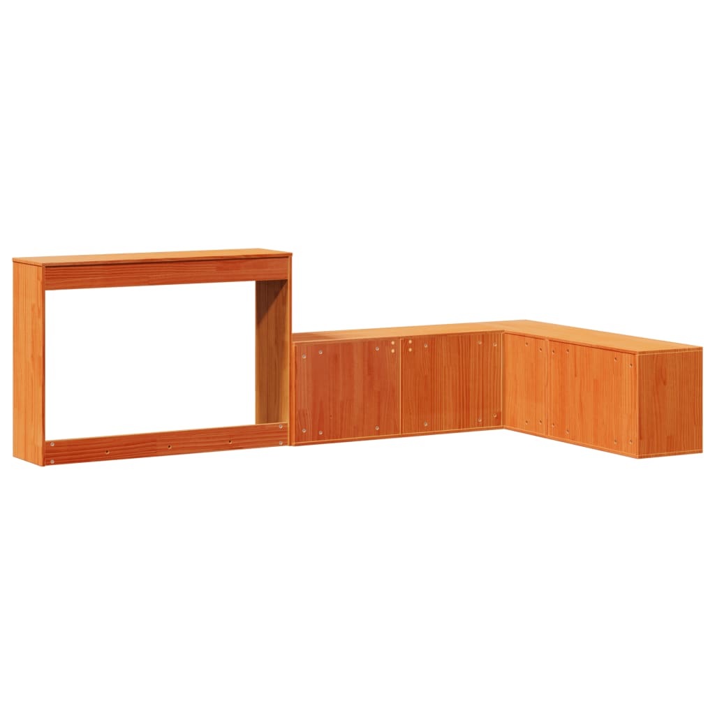 sengebord med skrivebord 232x112x75 cm massivt fyrretræ