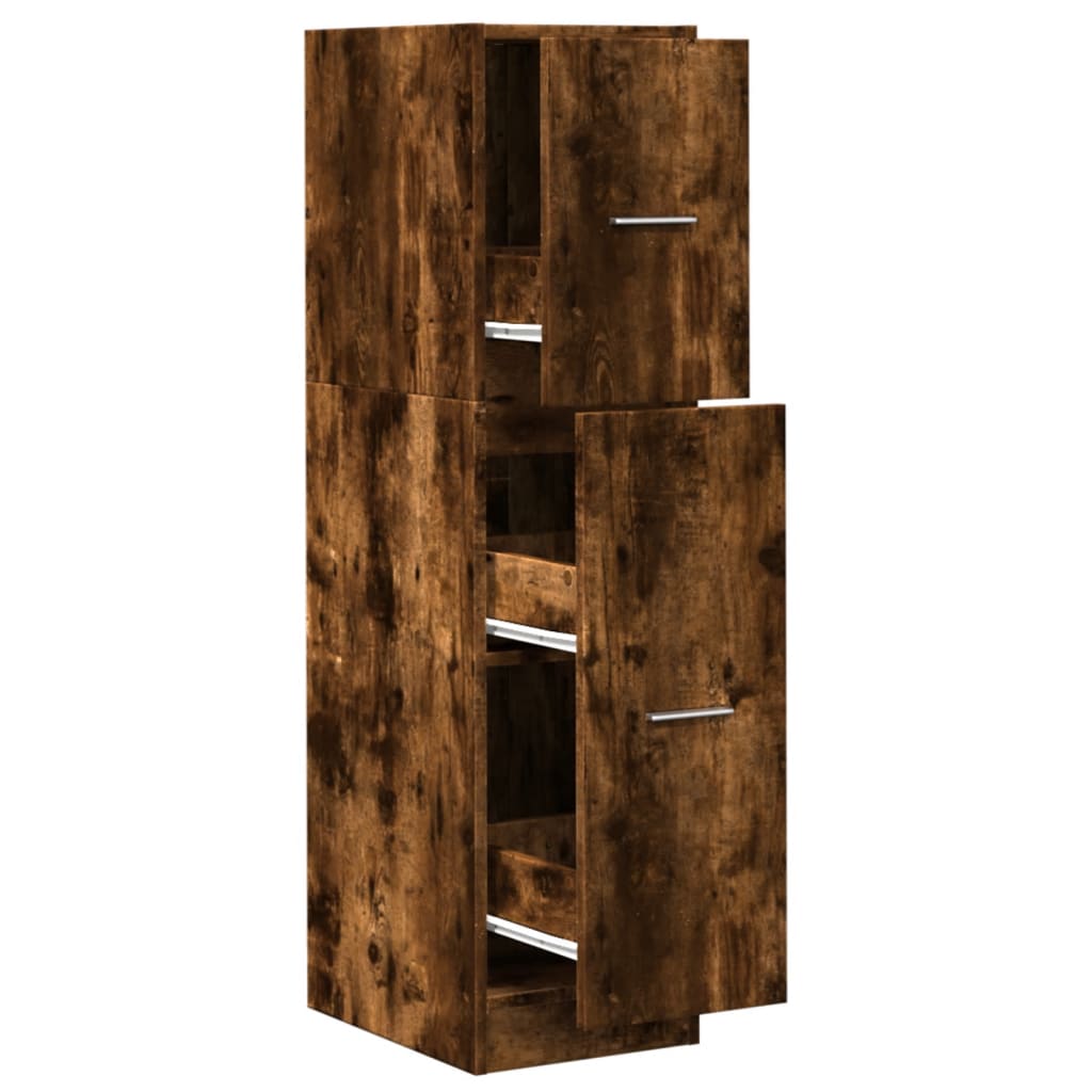 apotekerskab 30x41x118 cm konstrueret træ røget egetræsfarve