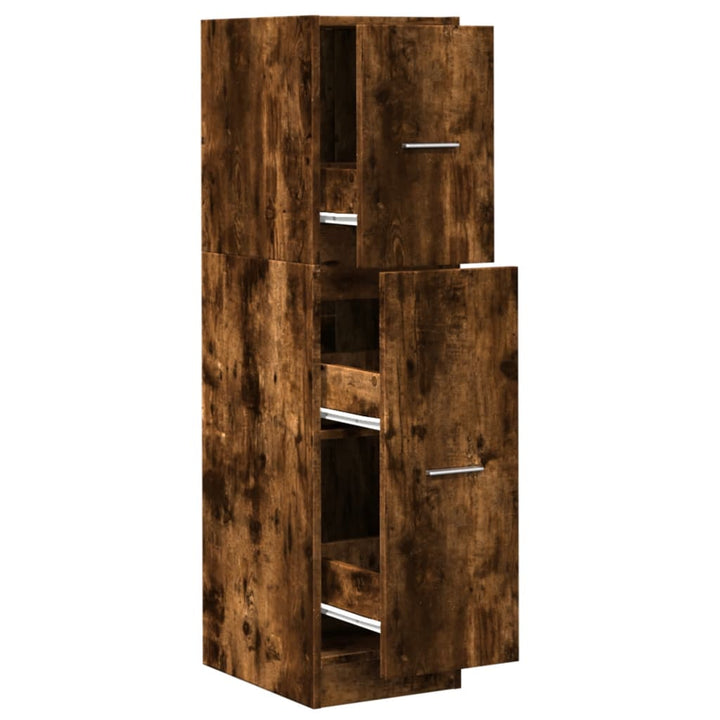 apotekerskab 30x41x118 cm konstrueret træ røget egetræsfarve