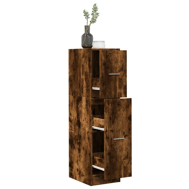 apotekerskab 30x41x118 cm konstrueret træ røget egetræsfarve