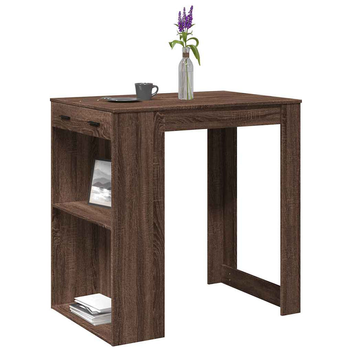 barbord 102x70x103,5 cm konstrueret træ brun egetræsfarve