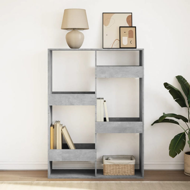 bogreol 100x33x135 cm konstrueret træ betongrå