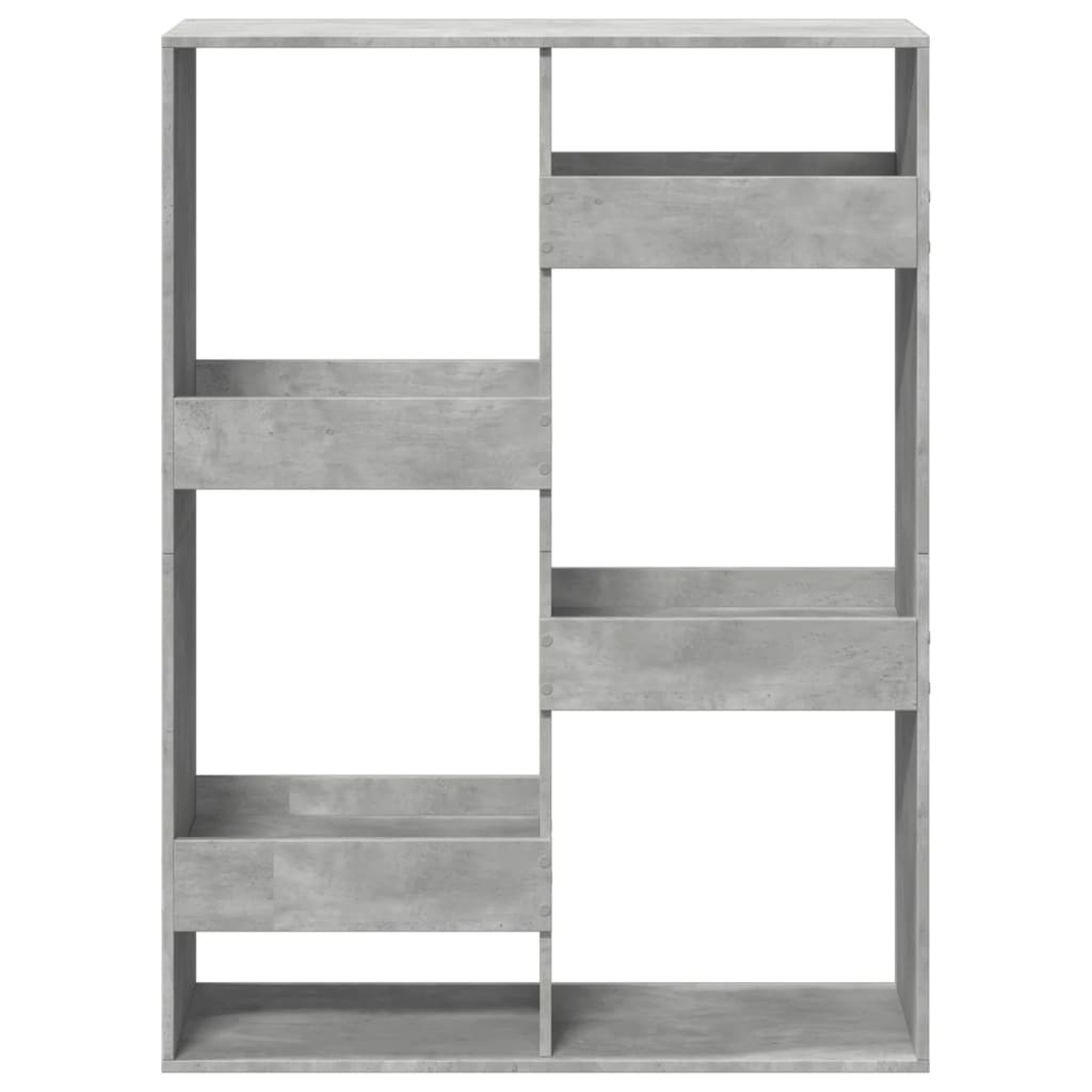 bogreol 100x33x135 cm konstrueret træ betongrå