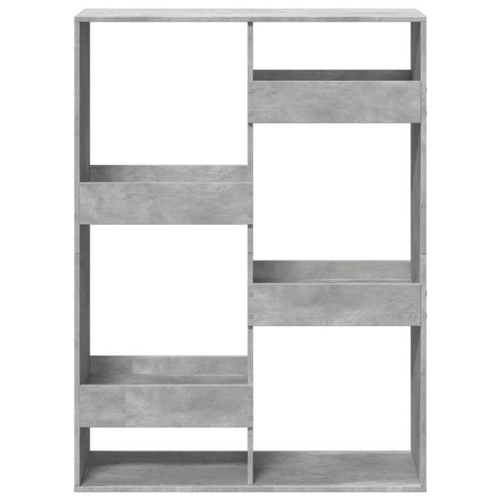 bogreol 100x33x135 cm konstrueret træ betongrå