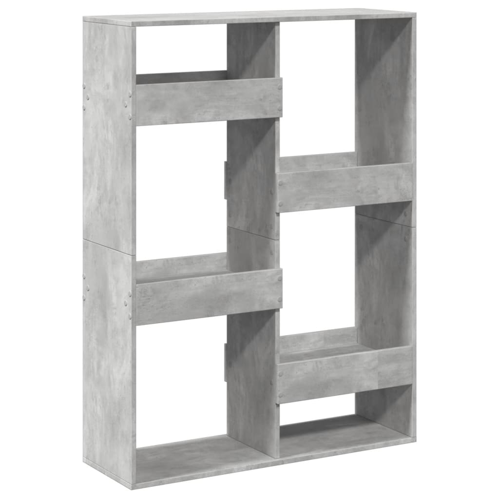 bogreol 100x33x135 cm konstrueret træ betongrå
