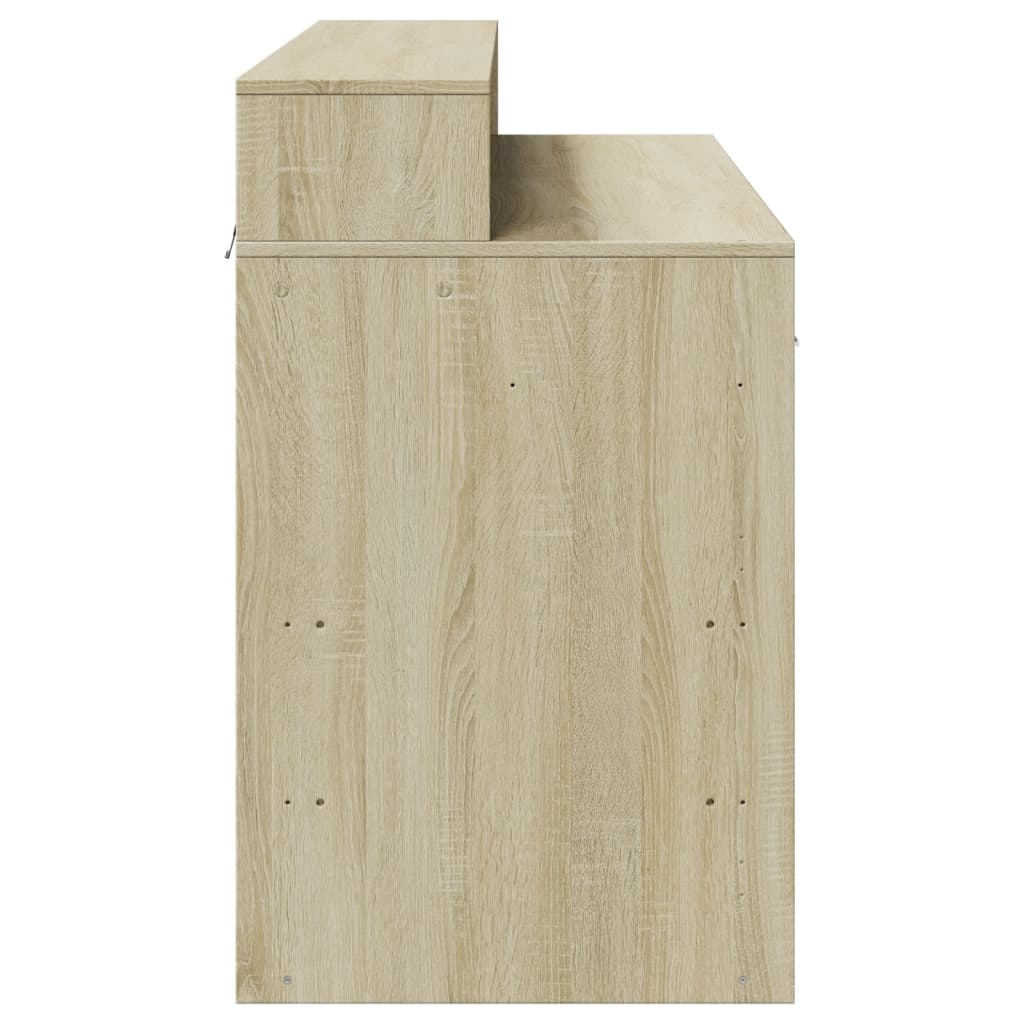 skrivebord med LED-lys 120x55x91 cm konstrueret træ sonoma-eg