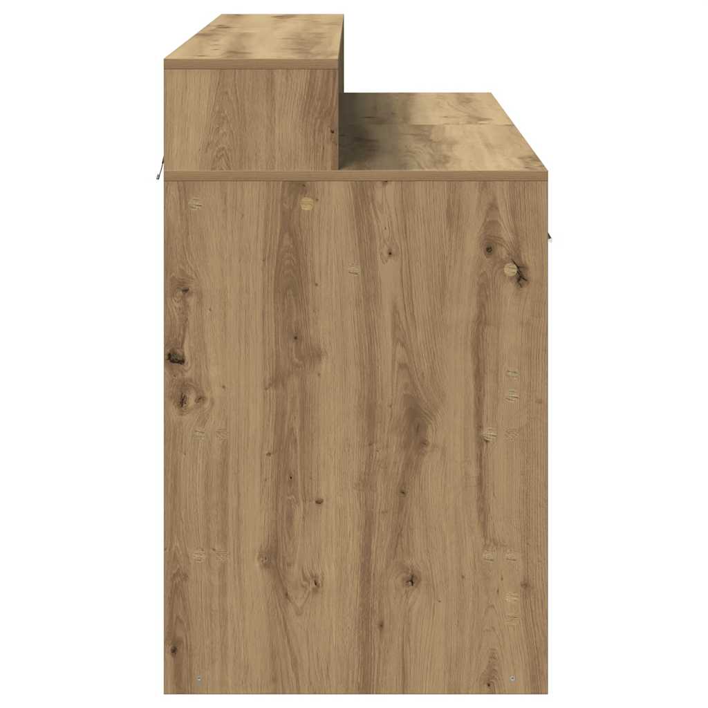skrivebord med LED-lys 120x55x91 cm konstrueret træ gammelt eg