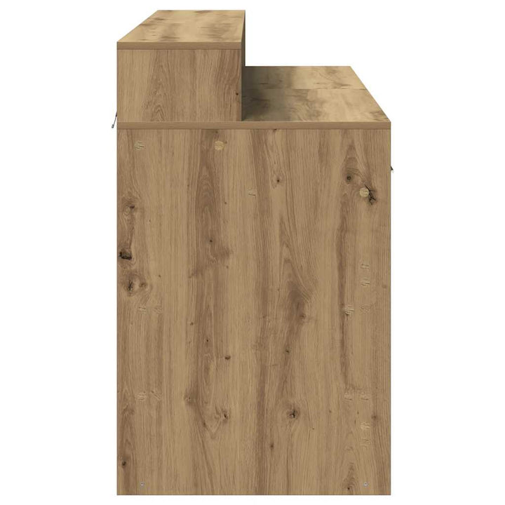 skrivebord med LED-lys 120x55x91 cm konstrueret træ gammelt eg