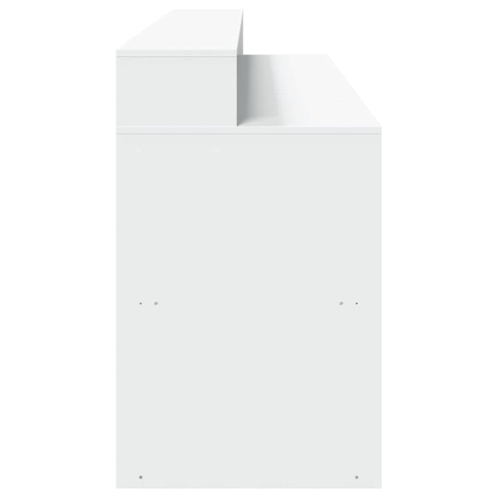 skrivebord med LED-lys 200x155x91 cm konstrueret træ hvid