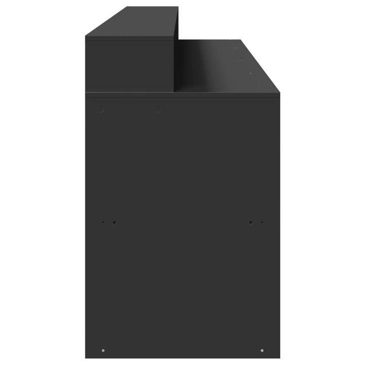 skrivebord med LED-lys 200x55x91 cm konstrueret træ sort