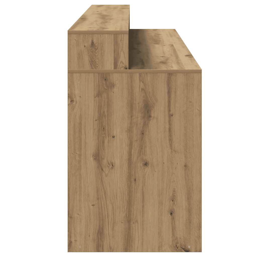 skrivebord med LED-lys 200x55x91 cm konstrueret træ gammelt eg