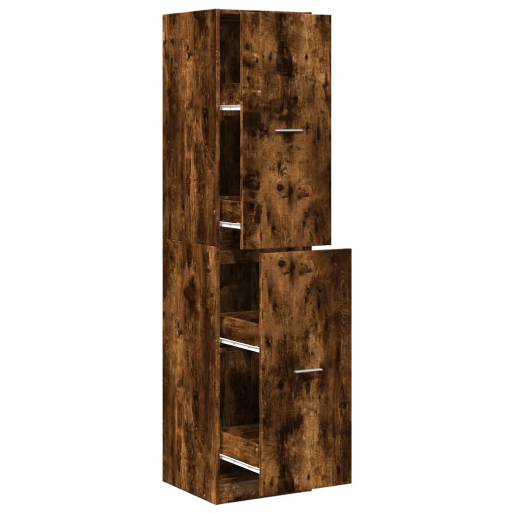 apotekerskab 40x41x174,5 cm konstrueret træ røget egetræsfarve