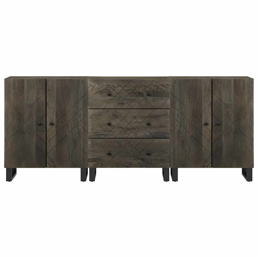 skænke 3 stk. 60x33x75 cm massivt mangotræ sort