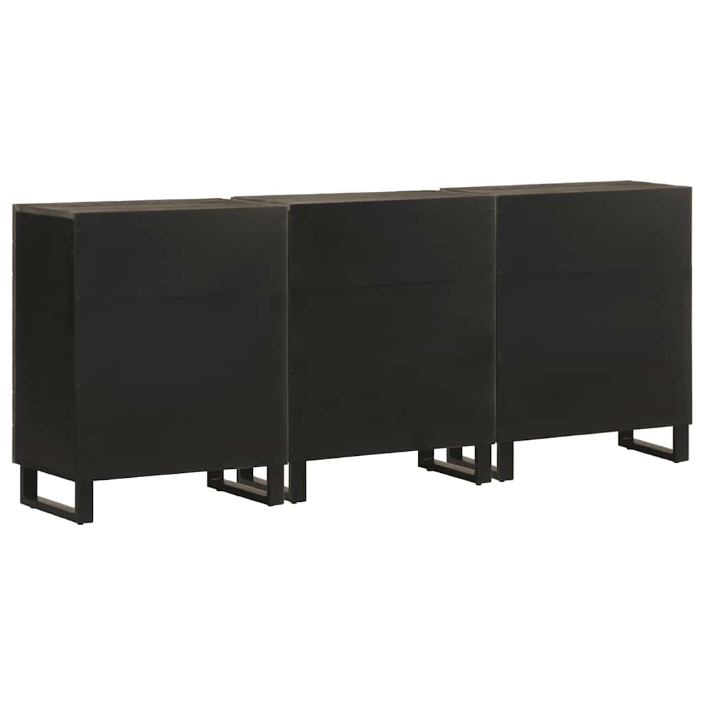 skænke 3 stk. 60x33x75 cm massivt mangotræ sort