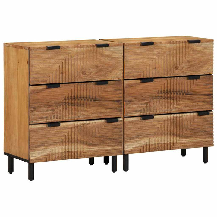 Skænk 2 pcs Brun 60 x 33 x 75 cm Massivt akacietræ