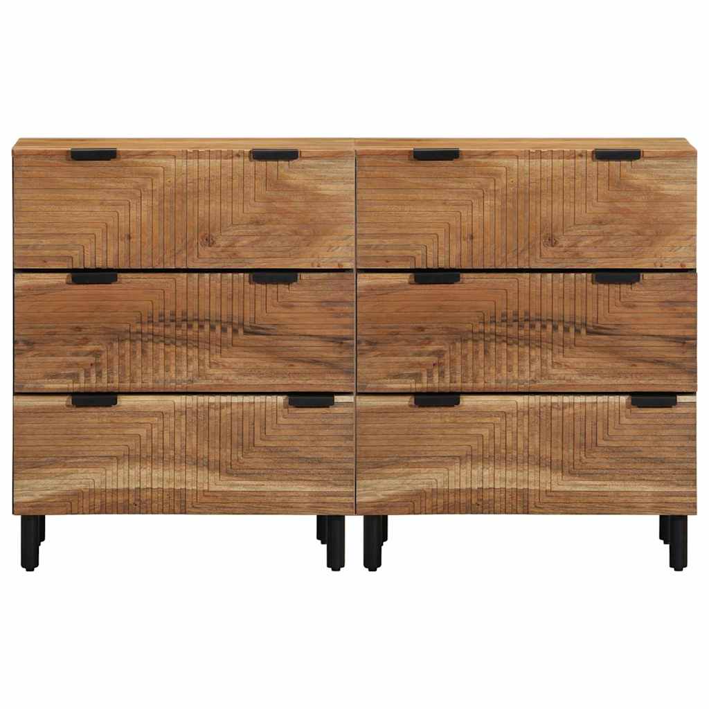 Skænk 2 pcs Brun 60 x 33 x 75 cm Massivt akacietræ