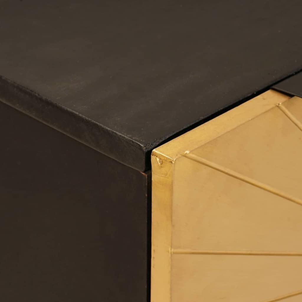 Sideboard 2 pcs Sort og Guld 60 x 33 x 75 cm Massivt mangotræ